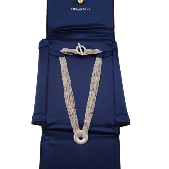 TIFFANY & CO. STERLING SILVER MESH CIRCLE NECKLACE - Picture 2 of 6